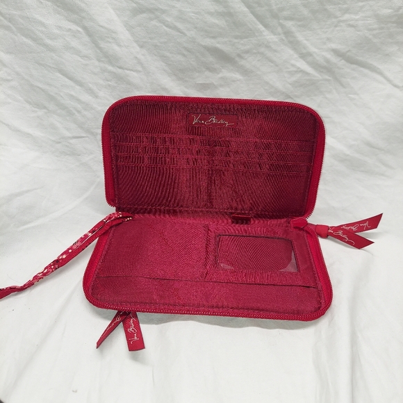 VERA BRADLEY Red Pink Paisley Zip Around Quilted Fold Out Women's Wallet - Picture 6 of 9